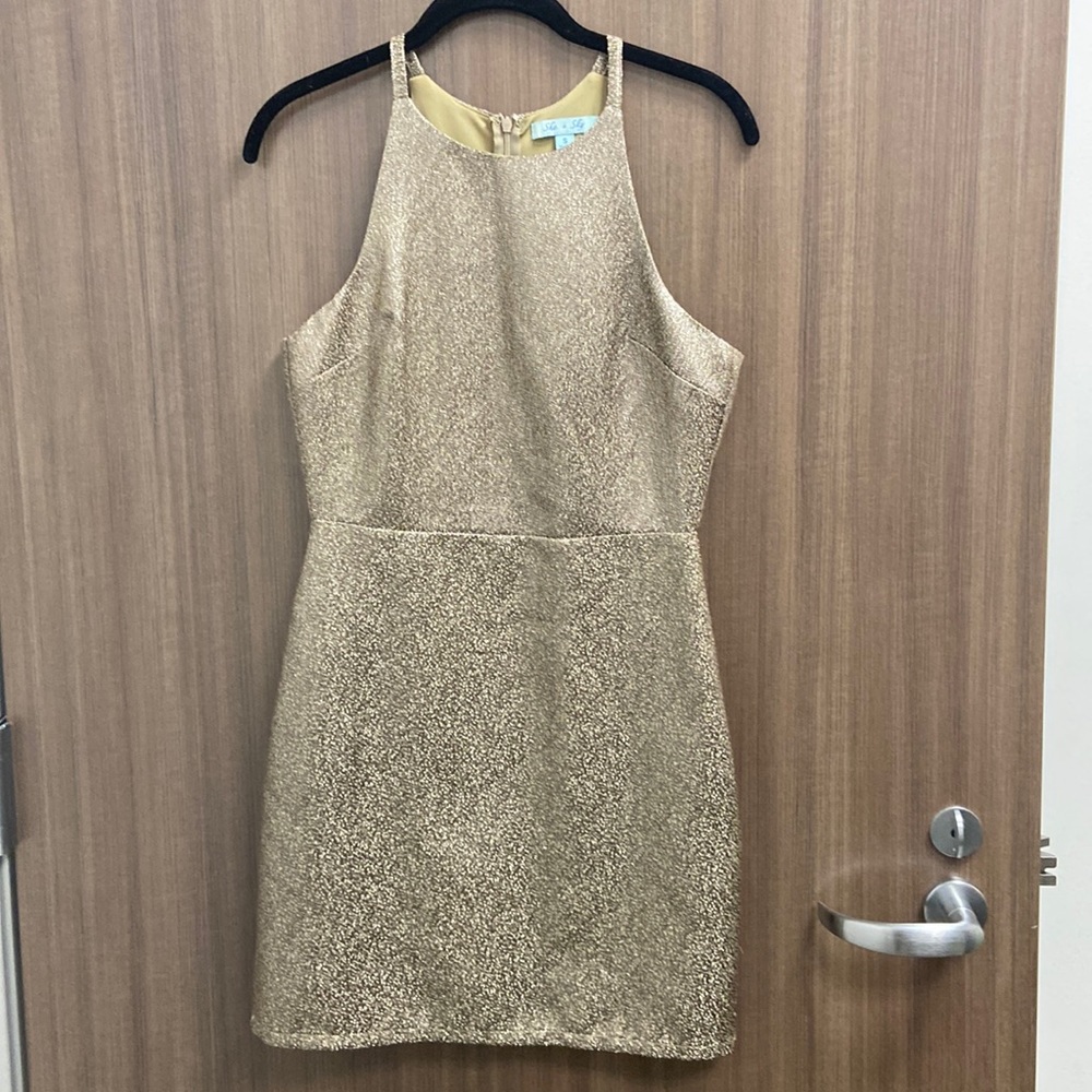 She & sky dark gold mini dress